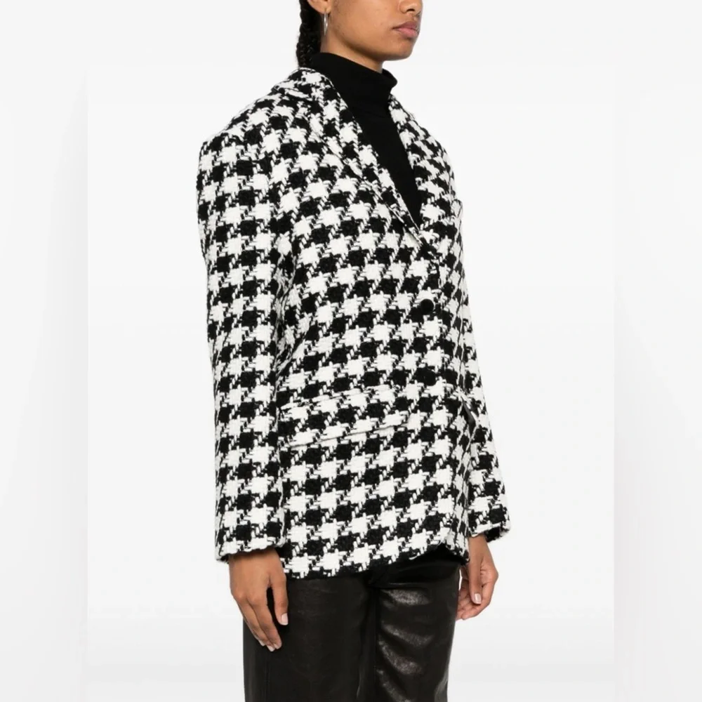 ANINE BING Quinn Blazer in Black & White Houndstooth